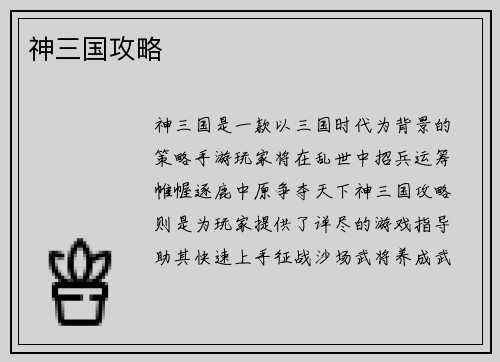 神三国攻略